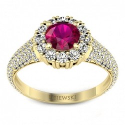 Kate - Złoty pierścionek z rubinem i diamentami