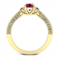 Melania - Złoty pierścionek z rubinem i diamentami